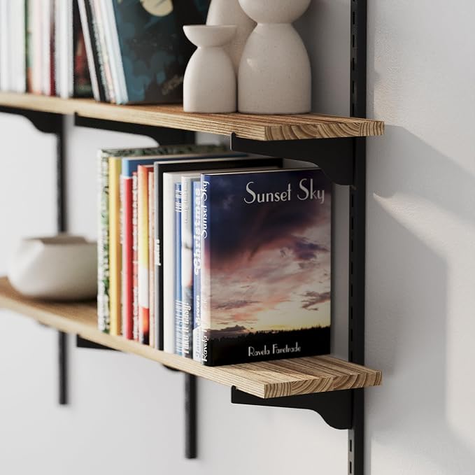 Wallniture Turin 36 inch Wooden Wall Shelf Unit, Height Adjustable Wall Shelves for Display, Storage, Organization and Decor, Kitchen Organizer Shelf, Floating Bookshelves for Living Room, 3 Tier