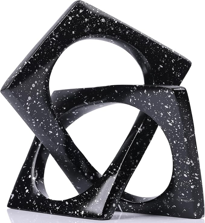Modern Geometric Sculpture Black Knot Statue Decor, Home Bookcase Centerpiece Jax Decorative, Tabletop Sculpture and Figurines, For Home Decor Accent Cube Ornaments