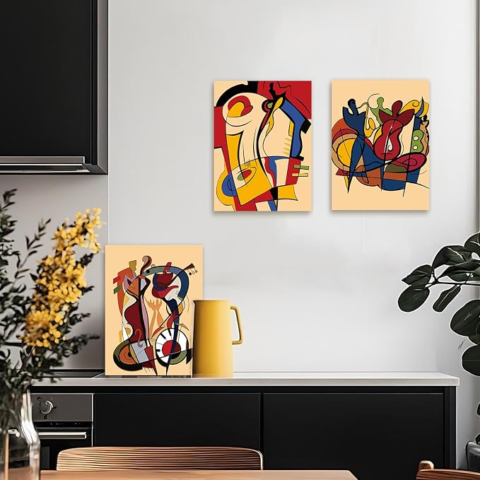 Colorful Abstract Wall Art Modern Street Graffiti Pictures Wall Decor Set of 3 Pcs, Colors Music Canvas Prints Posters Fantasy Paintings Home Artwork for Bedroom Living Room Home Decoration 12x16“