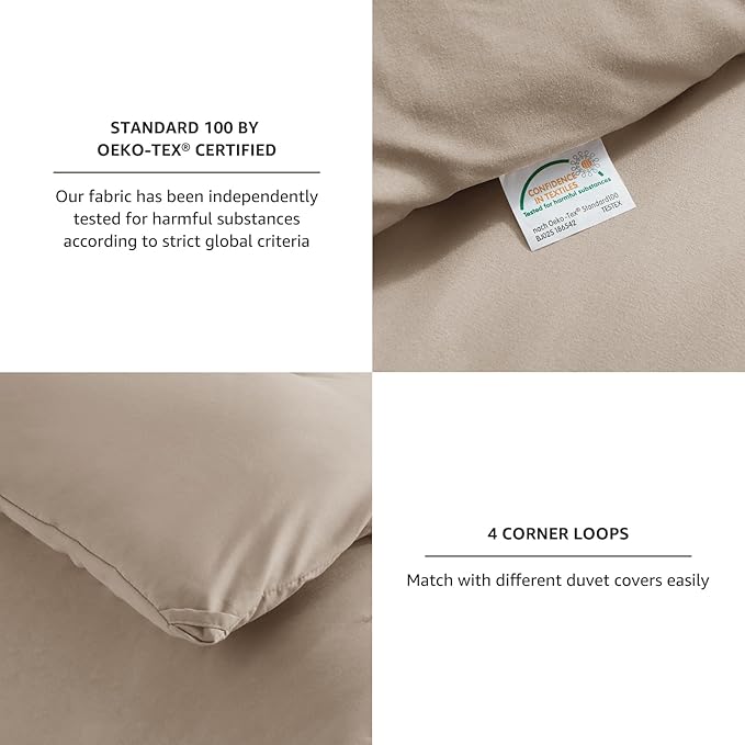 CozyLux King Size Comforter Set Khaki, 3 Pieces Lightweight Down Alternative Quilted Bedding Sets, Gray All Season Soft Breathable Solid Comforter with 2 Pillowcases, Luxury Bed Set Gift for Home