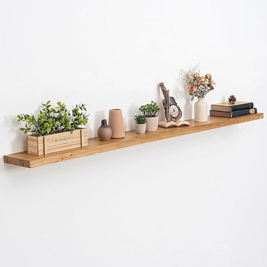 Extra Deep 72" Long Rustic Solid Wood Floating Shelves for Wall, Wall Shelves with Invisible Bracket for Living Room Bathroom Bedroom Kitchen, Set of 1, Walnut