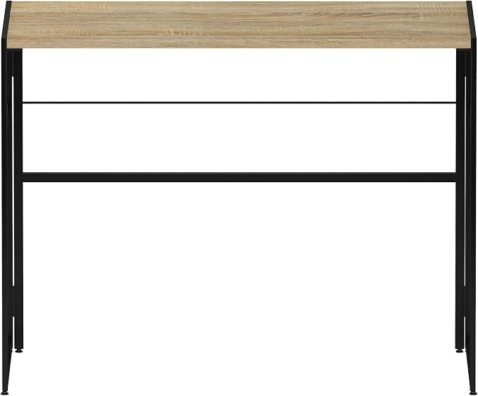 Furinno Riau No Tool/No Assembly/Folding Metal Frame Computer Desk, Sonoma Oak/Black, 39 Inch