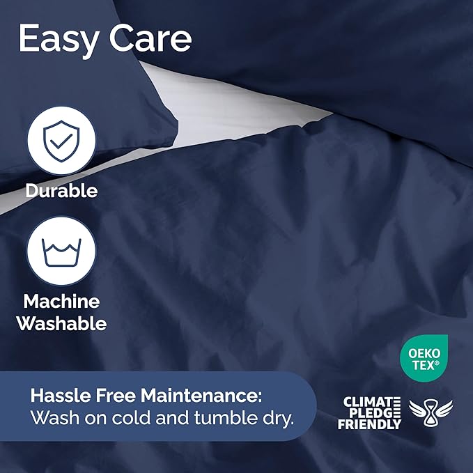 Duvet Cover King Size - Extra Soft King Size Duvet Cover - Lightweight & Breathable - Easy Care & Fade Free with Zipper Closures & Ties - 104" x 90" Inches - (Navy Blue) Comforter Not Included