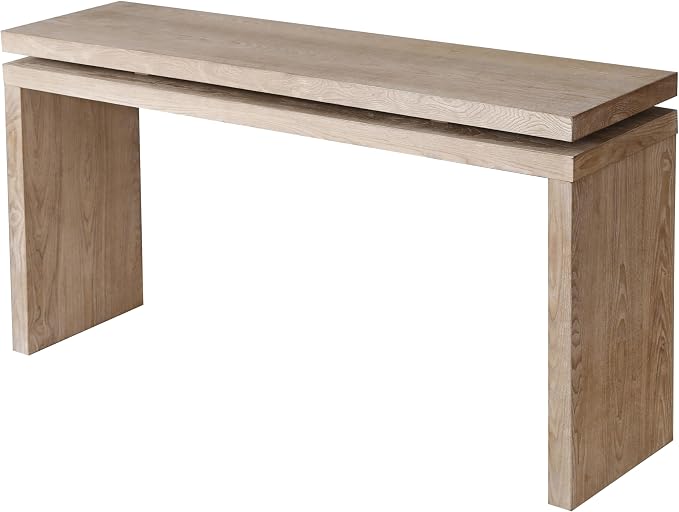 SOFTSEA Wood Console Table, 60" Retro Narrow Long Sofa Table Behind Couch for Hallway, Save Space, Antique Natural