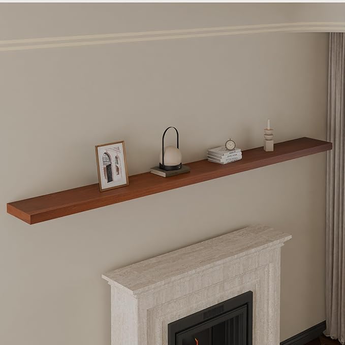 IEO Long Wooden Floating Shelves for Room Wall, Natural Wood Floating Shelves Wall Mounted Kitchen Shelf for Living Room, Bedroom, Kitchen,Bathroom, Storage (Honey Oak, 72in 1tier)