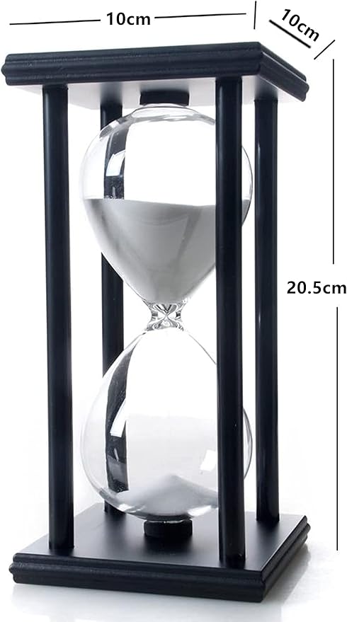 Hour Glasses with Sand 60 Minutes, Hourglass Sand Timer Decoration for Kids, 1 Hour Sand Clock Watch for Room Birthday Tea Coffee Table Book Shelf School Game Ornament Wooden (White Sand)