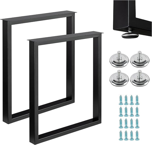 LCSDLHLSY Metal Table Legs 28x24 Inch, Modern Industrial Steel Square Frame for DIY Dining Table, Kitchen Table Base, Desk, Workstation, Desk Legs,Supports 1000lbs, Set of 2 (Black)