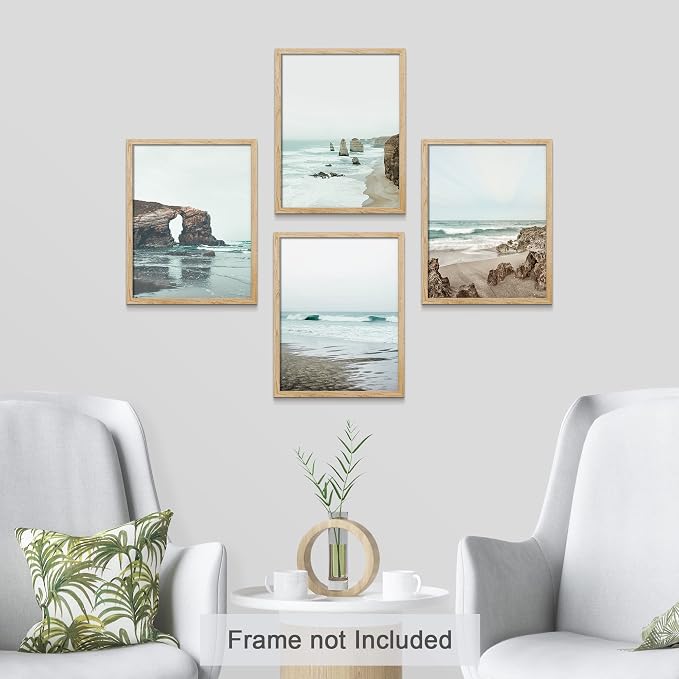 SIGNWIN Poster Bathroom Decor, Wall Art Room Decor Multicolor for Living Room, Bedroom, Office Rocky Storm Cloud Sky Beach Ocean Landscape Nature Wilderness Landscape Colorful Rustic - 12"x16"x4