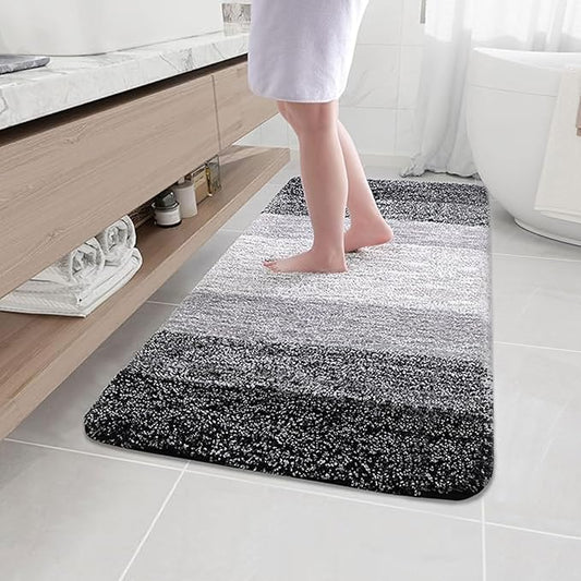 Arotive Microfiber Bathroom Rugs, Shaggy Soft and Absorbent Bath Rug, Non-Slip, Thick Plush Machine Washable Dry Bath Mats for Bathroom, Tub and Shower, 40x32, Black, Rectangular