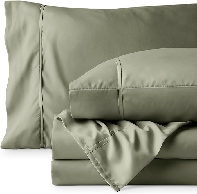 Bare Home Full Sheet Set - 1800 Ultra-Soft Microfiber Full Bed Sheets - Double Brushed - Deep Pockets - Easy Fit - 4 Piece Set - Bedding Sheets & Pillowcases (Full, Sage)