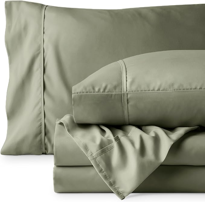 Bare Home Twin XL Sheet Set - 1800 Ultra-Soft Microfiber Twin Extra Long Bed Sheets - Double Brushed - Deep Pockets - Easy Fit - 3 Piece Set - Bedding Sheets & Pillowcases (Twin XL, Sage)