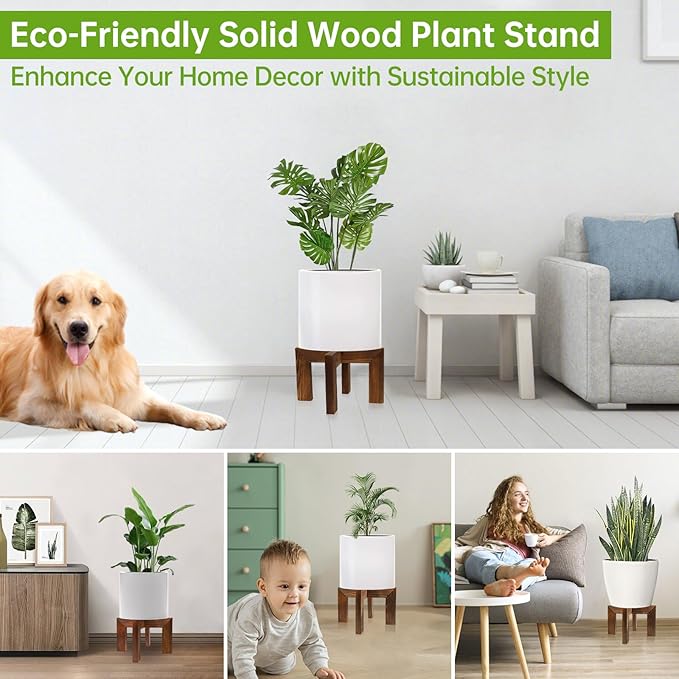 hismocal Wood Plant Stand Indoor/Outdoor for Plants, Large Size Planter Stand Holder,Sturdy and Stable Flower Pot Stand,Fits Most Size Flower Pots In Room(1 Pack)