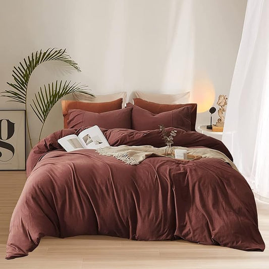 Pureant Brick Red Comforter Sets King Solid Dark Rust Bedding Comforters Modern Plain Purplish Cotton Bed Quilts Women Girls Blackish Warm Blankets Pure Dark Brown Red Durable Bedding Vintage