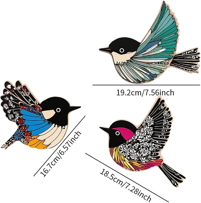 Qianly 3X Wooden Bird Wall Art,Wooden Sign Background Wall Hanging Signs Wood Flying Birds Wall Decors for Living Room,Housewarming