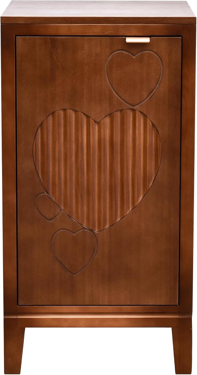 eHemco Kawaii Sweetheart End Table, 16.5 x 14 x 31 Inches, Indoor Living Room Side Table, Antique Walnut