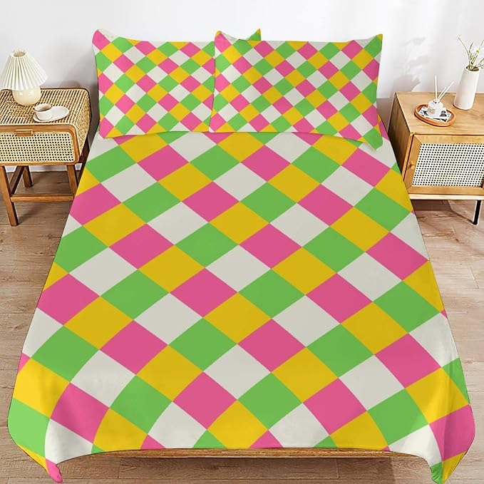 Rainbow Duvet Cover Set, Rainbow Lines Pattern Spectrum of Colors Abstract Art Decorative，Aesthetic Abstract Art Bedding 3 Piece (1 Duvet Cover 90"x90" + 2 Pillow Sham 20"x30")