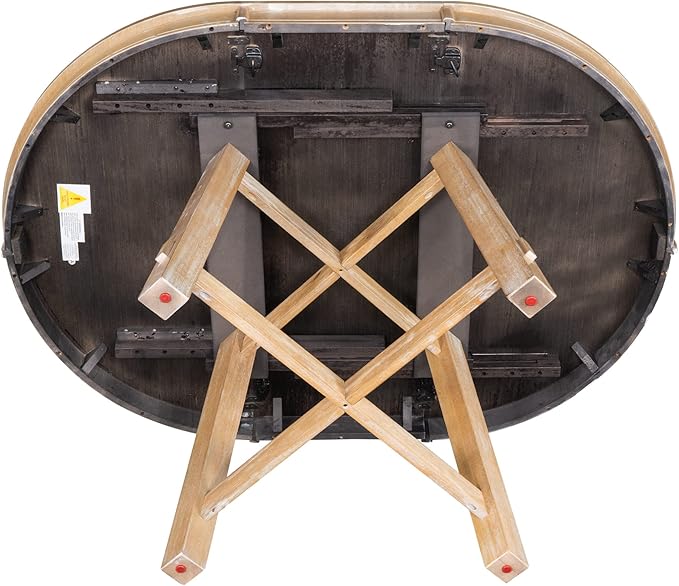 JUSTONE Farmhouse Round Extendable Dining Table with 16" Leaf – Natural Wood Wash Kitchen Table