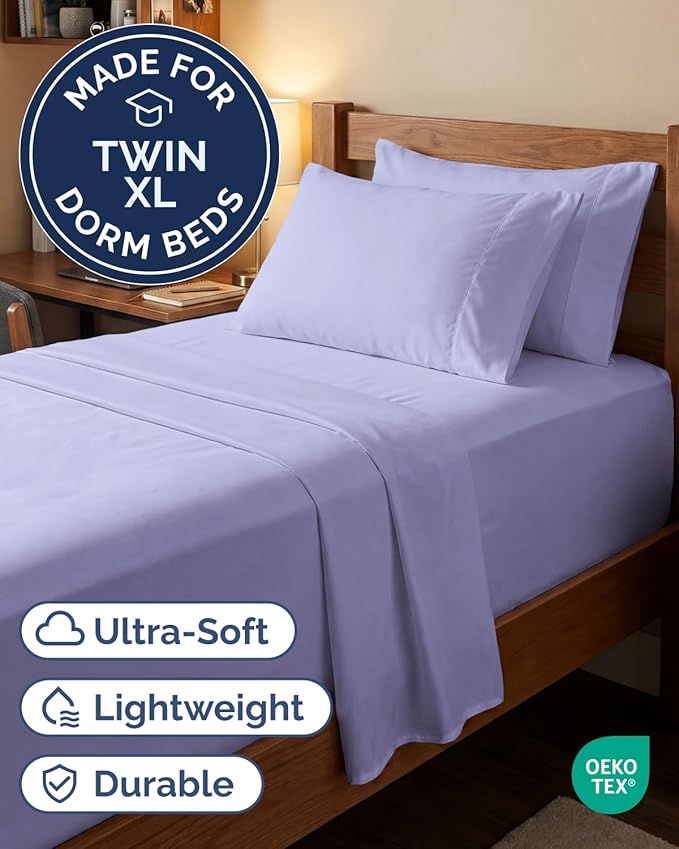 Extra Deep Twin XL Sheet Set - 4 Piece College Dorm Bed Sheets Set with Extra Deep Pockets - Ultra-Soft, Comfy & Breathable Bedding for Women, Men, Kids & Teens - Wrinkle & Fade Resistant - Lavender