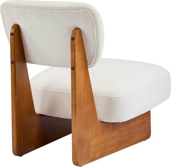 Accent Chairs Set of 2, Mid-Century Modern Chair with Polyester Upholstery, Wood Base With Walnut Finish, Minimalist and Stylish Accent Seating for Living Room, Bedroom, Balcony (Beige+Natural)
