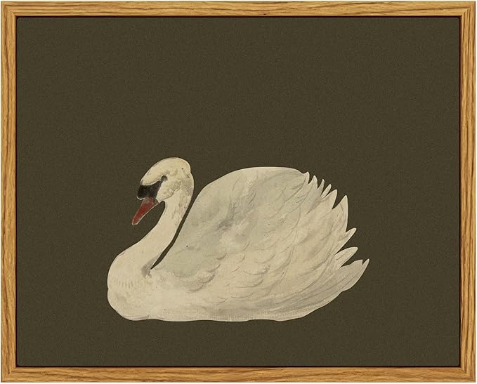 InSimSea Swan Frame Vintage Wall Art, Oil Painting Canvas Print, Grey-Green Background, Bedroom, Living Room, Bathroom, Office Mix-and-Match Art, 8x10 in