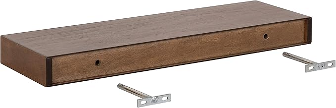 Kate and Laurel Havlock Modern Floating Shelves, Set of 2, Rustic Brown, Farmhouse Storage and Display Shelves for Wall