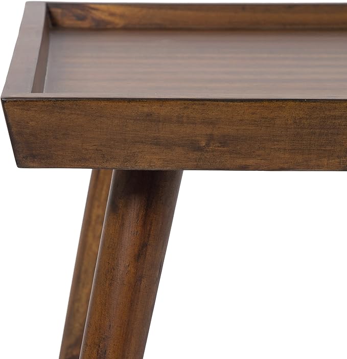 Kate and Laurel Eastmont Rectangle Wood Coffee Table; 46 x 22 x 17; Walnut Brown; Large Mid-Century Wooden Living Room Table with Stylish Tapered Legs and Adjustable Feet