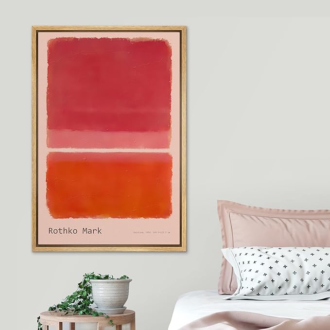 SIGNLEADER Framed Canvas Print Wall Art Multicolor Geometric Mid-Century Color Blocks Abstract Shapes Illustration Modern Art Decorative Nordic Zen for Living Room, Bedroom, Office - 16"x24" Natural