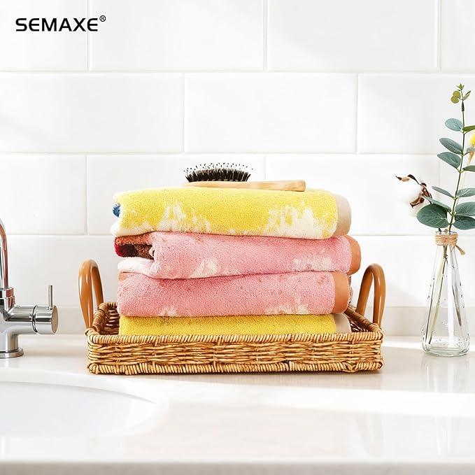 SEMAXE Hand Towels for Bathroom, 100% Cotton Towels with Hanging Loops, Soft & Highly Absorbent, 12 Pack Hand Towel Set for Gym, Shower, Hotel, Spa and Kitchen, Colorful Towel - Beach Collectio