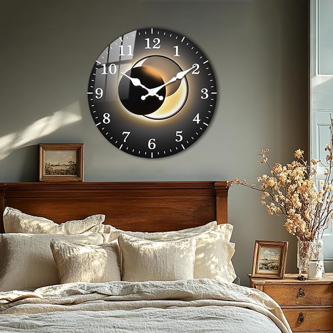 10 Inch Black Gold Wall Clock, Modern Silent Non-Ticking Analog Wall Clocks, Farmhouse Small Wall-Clock Battery Operated Decorative for Bedroom Office Living Room Wall Décor