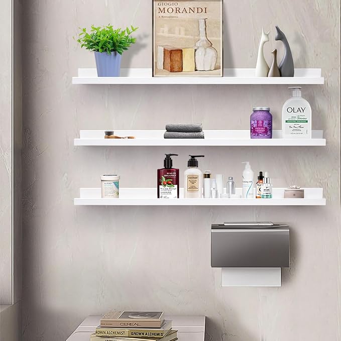 AZSKY 36 Inch Picture Ledge Shelf Floating Shelves Wall Mounted Set of 3 White