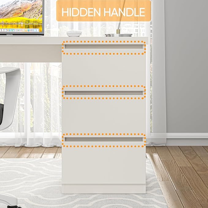 furtble White Desk with Drawers, 53'' W Home Office Computer Desk Gaming Table, Modern Vanity Desk with Storage, Wood Writing Workstation for Bedroom, Living Room, White