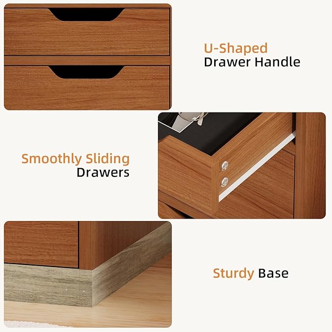 47" Computer Desk with Drawers, Small Home Office Desk with Storage, Wood Desk for Small Space, Office, Study, Brown