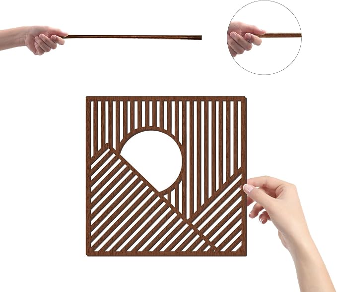 CREATCABIN 3Pcs Wood Line Wall Decor Wooden Geometric Wall Art Decoration Hanging Set Hollowing Out Artwork Modern Mountains Sculpture Laser Cut Wooden Sign Ornament for Home Bedroom 11x11Inch-Coffee