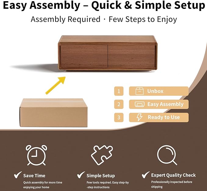 Luxury Walnut Wood Square Coffee Table with Large Hidden Storage, Expandable Tabletop Center Table for Living Room, Modern Accent Table with Drawers (Walnut Coffee Table)