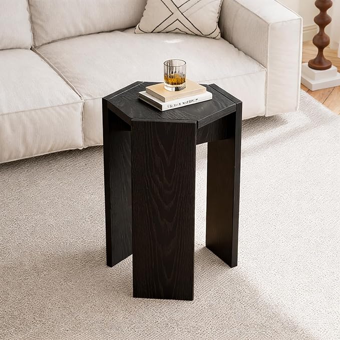 Single Solid Wood Nesting Coffee Table, Modern Modular End Table with Multiple Layouts, for Living Room Layout - Black - 12.2" L x 12.2" W x 16.7" H