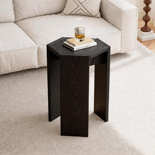 Single Solid Wood Nesting Coffee Table, Modern Modular End Table with Multiple Layouts, for Living Room Layout - Black - 12.2" L x 12.2" W x 16.7" H