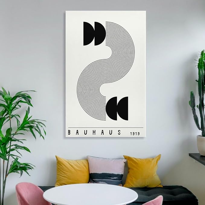 Bauhaus Poster,black And White Print,Abstract Art,Minimalist Canvas Wall Art Print Poster For Home School Office Decor Frame-style 20x30inch(50x75cm)