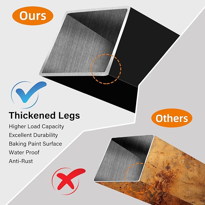 TC-HOMENY 30 inches Dining Table Legs Set of 2 Metal Legs Bench Legs Industry Coffee Table Desk