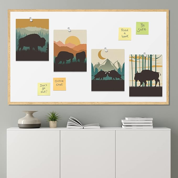 SIGNWIN Poster Bathroom Decor 11"x14"x 4, Wall Art Room Decor Multicolor for Living Room, Bedroom, Office Country Farmhouse Vibrant Bison Silhouette Nature Wilderness Animals Decorative Chic