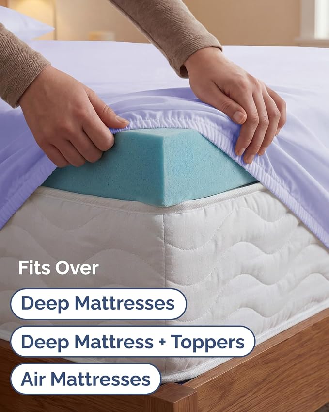 Extra Deep Twin XL Sheet Set - 4 Piece College Dorm Bed Sheets Set with Extra Deep Pockets - Ultra-Soft, Comfy & Breathable Bedding for Women, Men, Kids & Teens - Wrinkle & Fade Resistant - Lavender