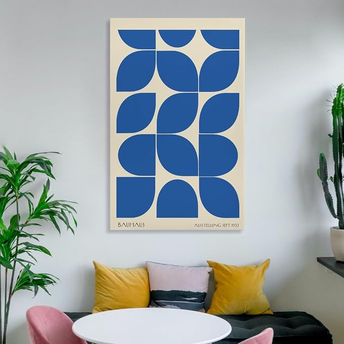 Bauhaus Poster Wall Art,Exhibition Wall Art, Stylish Mid Century Home Decor Canvas Wall Art Print Poster For Home School Office Decor Frame-style 12x18inch(30x45cm)