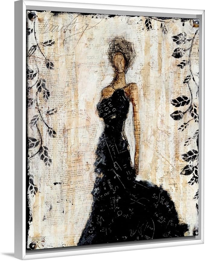 CANVAS ON DEMAND Dark Beauty Walnut Float Framed Canvas Wall Art Print by Erin Ashley, Abstract, Contemporary, Figurative, Glam, Home Decor, Woman, Trendy Artwork,11" x14in
