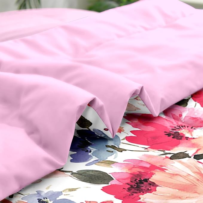Pamnest Comforter Set Queen Size, Flower Floral Leaf 7 Pcs Bedding for Kids and Adults, Painting Summer Spring Bed Sheet Sets with Fitted Sheet 2 Pillowcases & 2 Shams for Bedroom Bed Decor