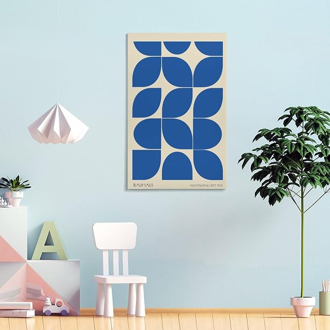 FideMm Bauhaus Poster Wall Art,Exhibition Wall Art, Stylish Mid Century Home Decor Poster for Room Aesthetics Canvas Wall Art Poster And Print Frame-style 24x36inch(60x90cm)