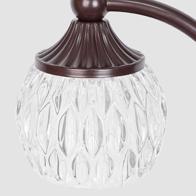 JUNNAI Brown Floor Lamps 66.5in Vintage Standing Lamp with Glass Shade 3 Way Brightness Lights Mid Century Modern Pole Lights Corner Lamp for Living Room Bedroom Office(Bulbs Included)