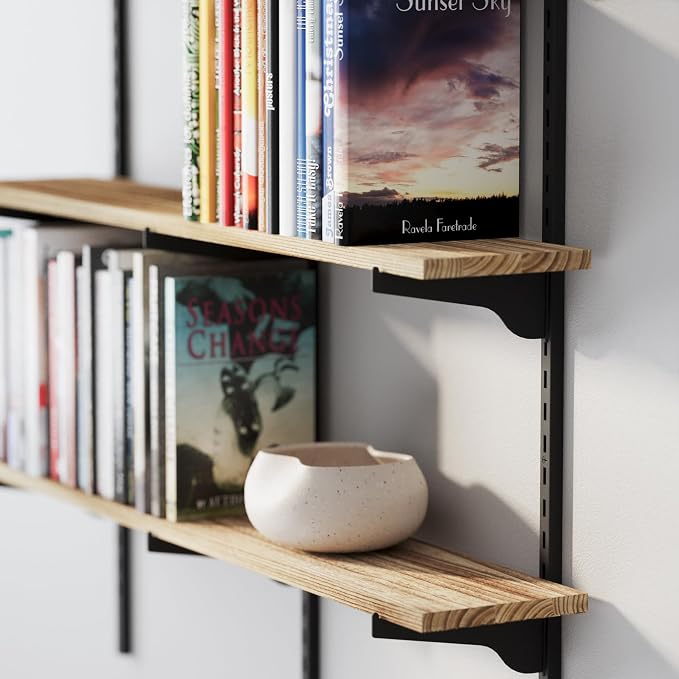Wallniture Turin 36 inch Wooden Wall Shelf Unit, Height Adjustable Wall Shelves for Display, Storage, Organization and Decor, Kitchen Organizer Shelf, Floating Bookshelves for Living Room