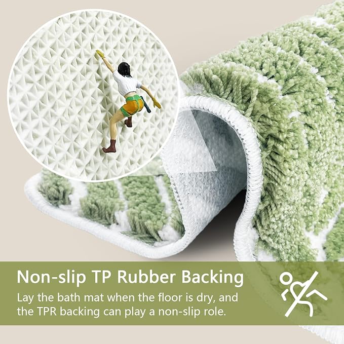 Sage Green Bathroom Rugs - Small Bath Mats for Bathroom Non Slip Sage Green Decor Water Absorbent Bath Rugs for Sink Bathtub Leaf Green Rug 20" x 32"