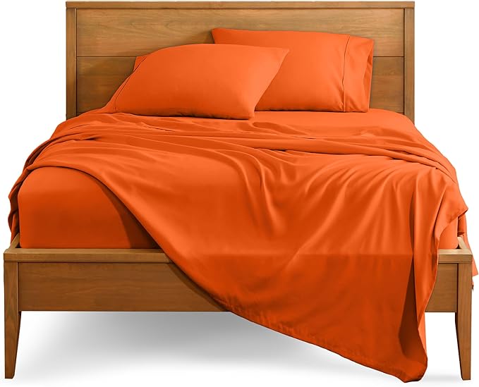 Bare Home Twin XL Sheet Set - 1800 Ultra-Soft Microfiber Twin Extra Long Bed Sheets - Double Brushed - Deep Pockets - Easy Fit - 3 Piece Set - Bedding Sheets & Pillowcases (Twin XL, Orange)