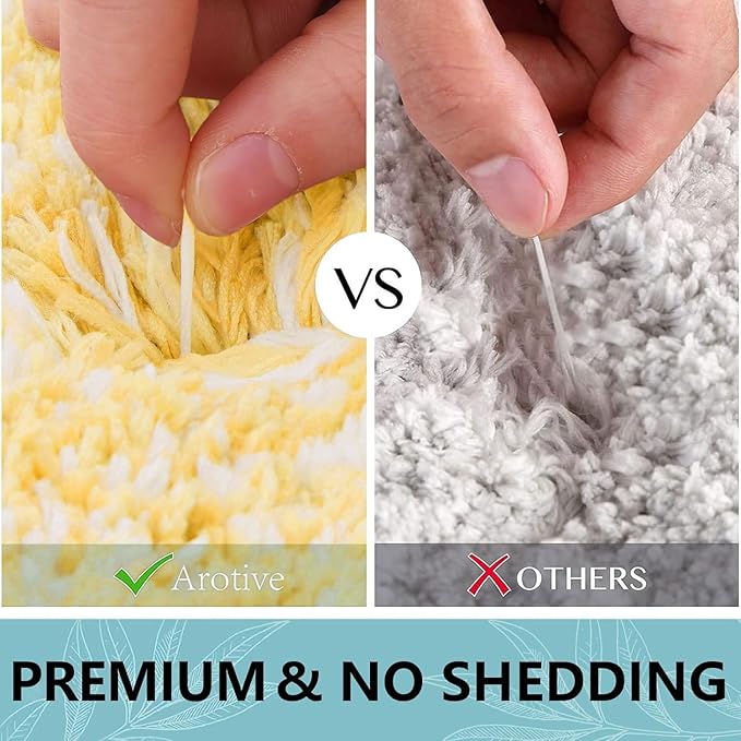 Arotive Microfiber Bathroom Rugs, Shaggy Soft and Absorbent Bath Rug, Non-Slip, Thick Plush Machine Washable Dry Bath Mats for Bathroom, Tub and Shower, 44x24, Light Yellow, Rectangular
