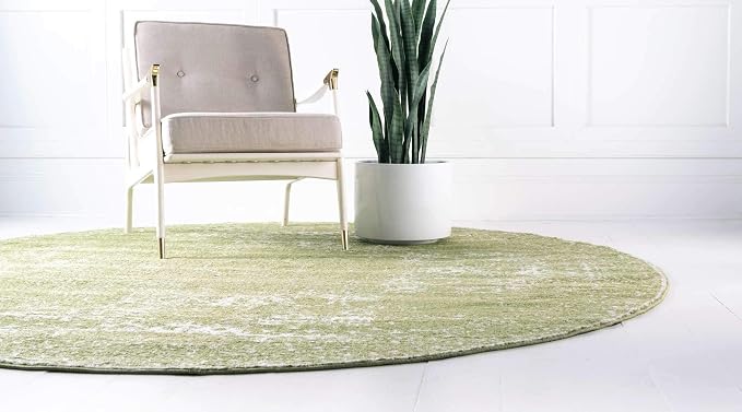 Unique Loom Bromley Collection Area Rug - Wells (5' 1" Round Green/Ivory)